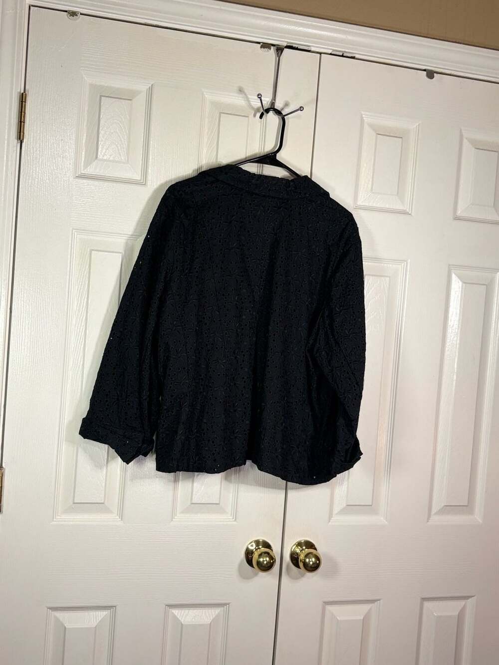 Eci Woman Blazer Size 20W Black Eyelet Floral Button Jacket - Picture 8 of 10